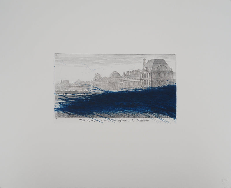 Arnulf RAINER : Paris, Hommage au Louvre en bleu, Gravure originale (vue générale) - Crédit photo : Galerie Art.Paris