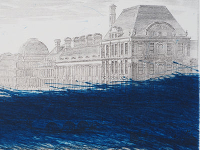 Arnulf RAINER : Paris, Hommage au Louvre en bleu, Gravure originale (photo de détail 4) - Crédit photo : Galerie Art.Paris