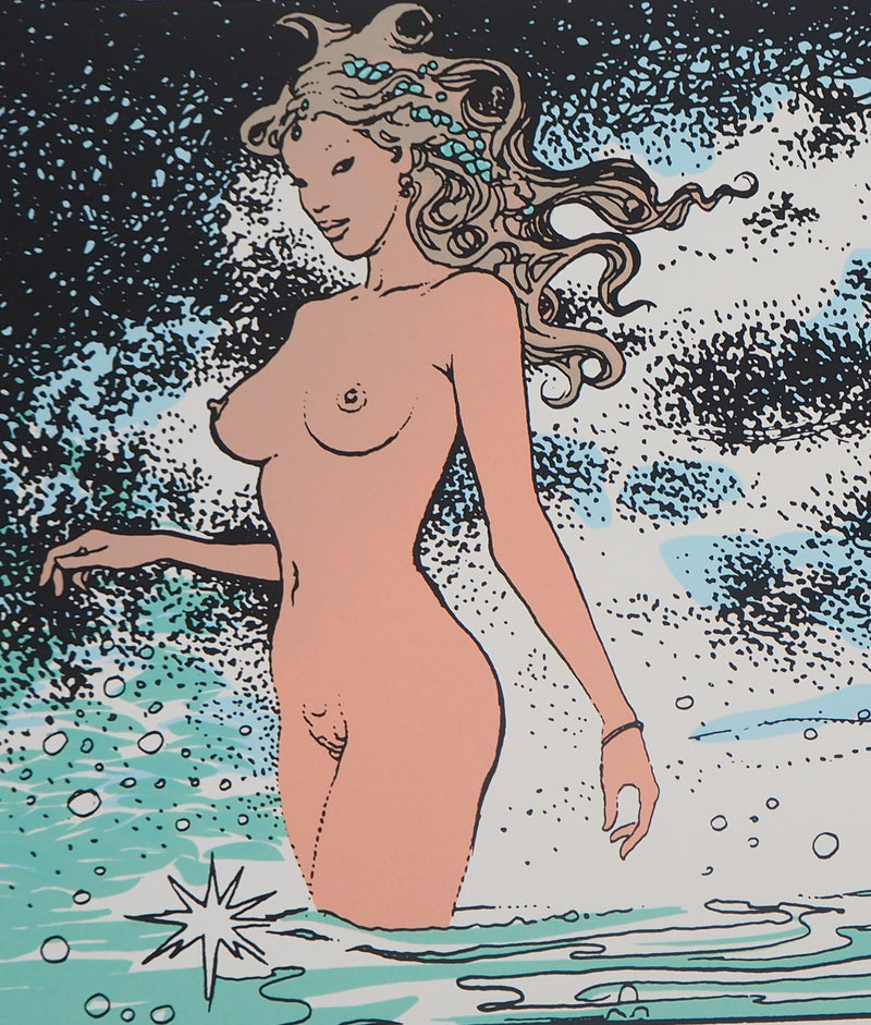 Milo MANARA : Sirène dans les flots, Sérigraphie originale (photo de détail 4) - Crédit photo : Galerie Art.Paris