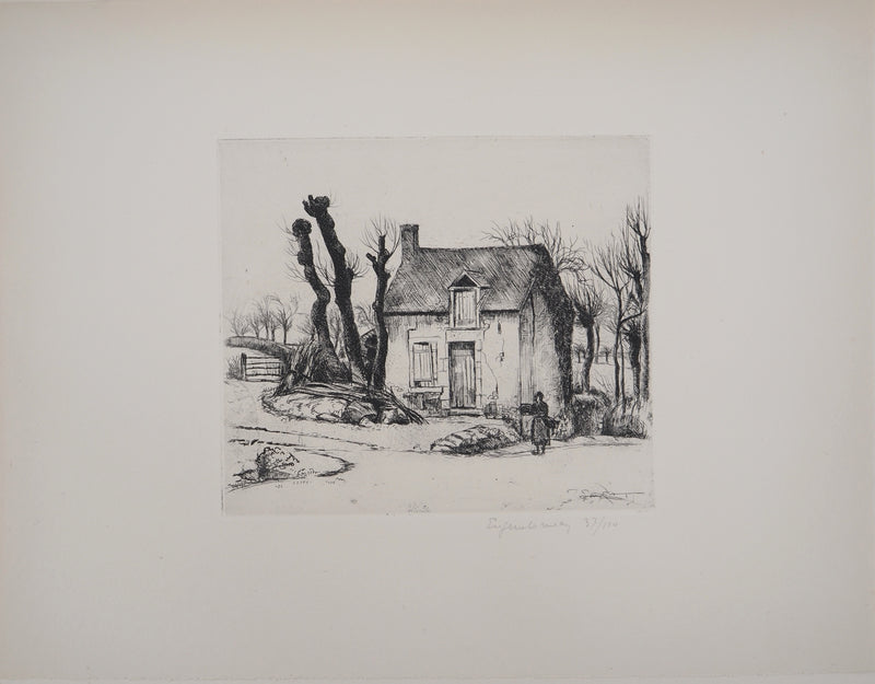 Eugène CORNEAU : La maison modeste (La locature), Gravure originale (vue générale) - Crédit photo : Galerie Art.Paris