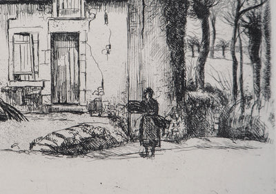Eugène CORNEAU : La maison modeste (La locature), Gravure originale (photo de détail 4) - Crédit photo : Galerie Art.Paris