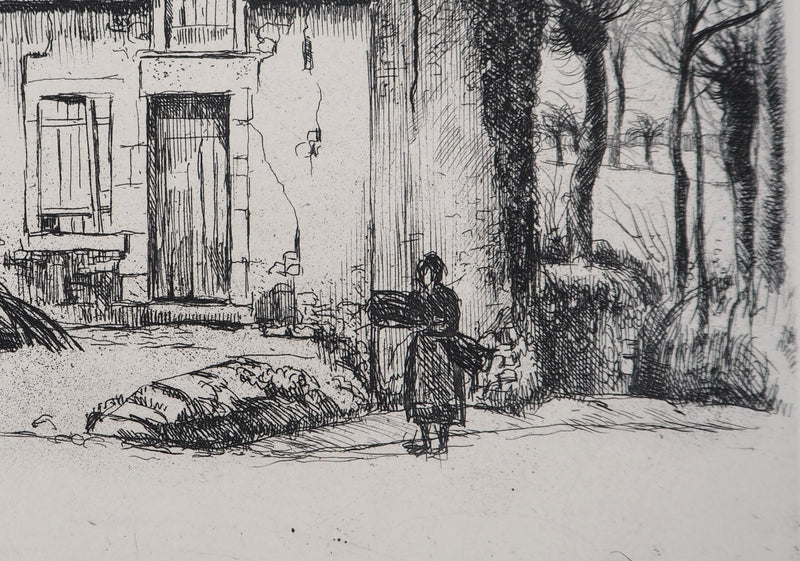Eugène CORNEAU : La maison modeste (La locature), Gravure originale (photo de détail 4) - Crédit photo : Galerie Art.Paris