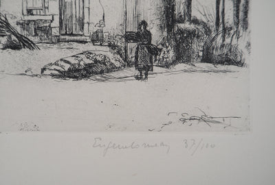 Eugène CORNEAU : La maison modeste (La locature), Gravure originale (photo de détail 3) - Crédit photo : Galerie Art.Paris
