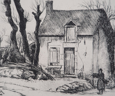 Eugène CORNEAU : La maison modeste (La locature), Gravure originale (photo de détail 5) - Crédit photo : Galerie Art.Paris