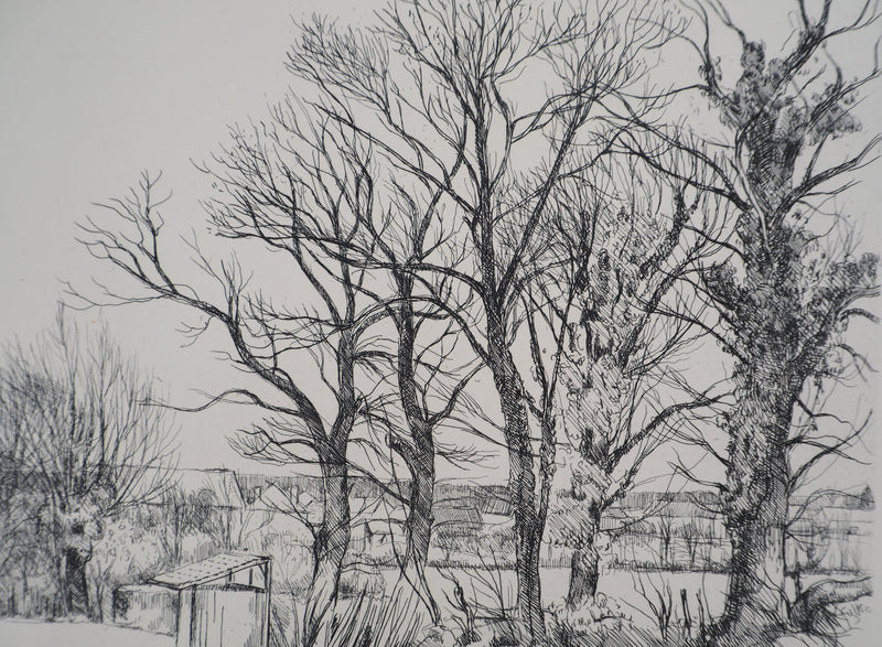 Eugène CORNEAU : Les vieux arbres, Gravure originale (photo de détail 2) - Crédit photo : Galerie Art.Paris