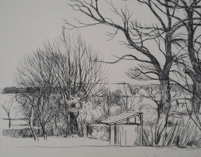 Eugène CORNEAU : Les vieux arbres, Gravure originale (photo de détail 4) - Crédit photo : Galerie Art.Paris