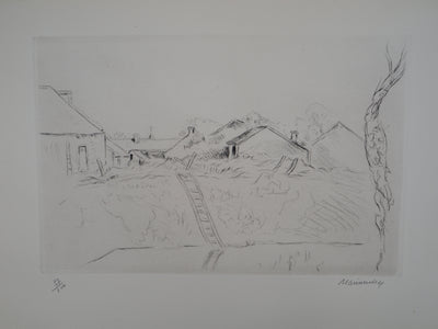 Lucien MAINSSIEUX : Cour de ferme berrichonne, Gravure originale (photo de détail 2) - Crédit photo : Galerie Art.Paris