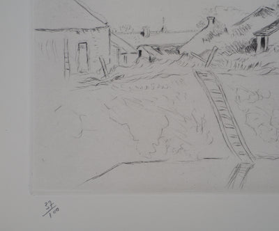Lucien MAINSSIEUX : Cour de ferme berrichonne, Gravure originale (photo de détail 6) - Crédit photo : Galerie Art.Paris