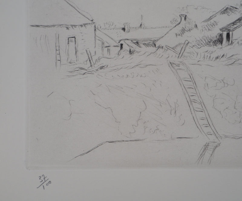 Lucien MAINSSIEUX : Cour de ferme berrichonne, Gravure originale (photo de détail 6) - Crédit photo : Galerie Art.Paris