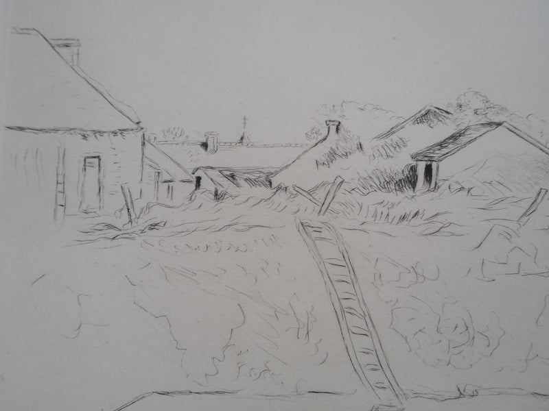 Lucien MAINSSIEUX : Cour de ferme berrichonne, Gravure originale (photo de détail 4) - Crédit photo : Galerie Art.Paris