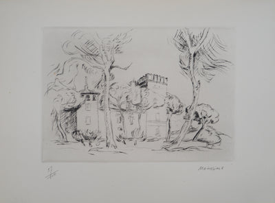 Lucien MAINSSIEUX : Vieux castel romain, Gravure originale (vue générale) - Crédit photo : Galerie Art.Paris