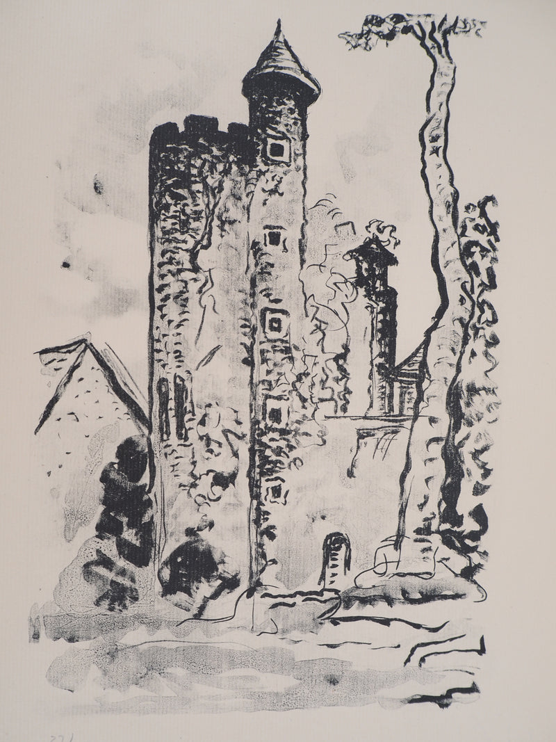 Lucien MAINSSIEUX : Le donjon médiéval, Lithographie originale (photo de détail 2) - Crédit photo : Galerie Art.Paris