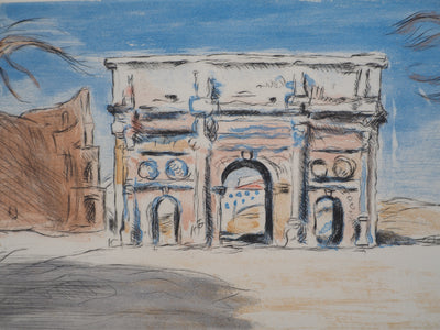 Lucien MAINSSIEUX : Rome, l'Arc de Constantin, Gravure originale (photo de détail 2) - Crédit photo : Galerie Art.Paris