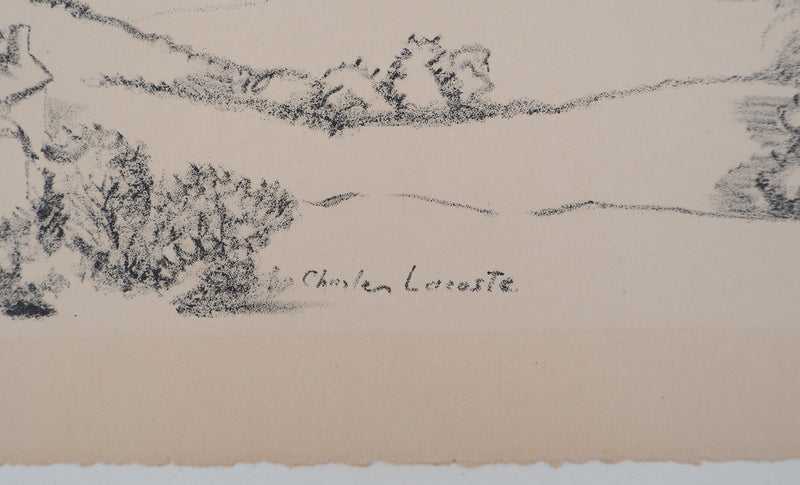 Charles LACOSTE : La vallée de Monein dans les Pyrénées, Lithographie originale (photo de détail 3) - Crédit photo : Galerie Art.Paris