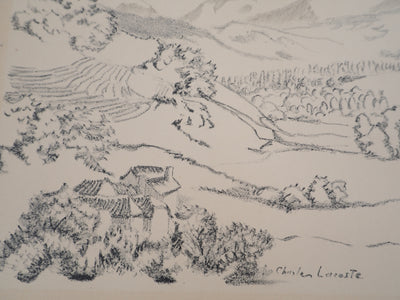 Charles LACOSTE : La vallée de Monein dans les Pyrénées, Lithographie originale (photo de détail 4) - Crédit photo : Galerie Art.Paris