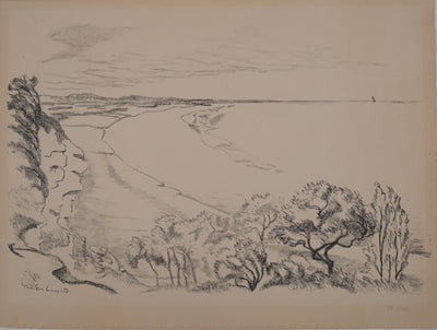 Charles LACOSTE : Plage en Gironde, Lithographie originale (vue générale) - Crédit photo : Galerie Art.Paris