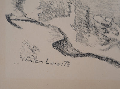 Charles LACOSTE : Plage en Gironde, Lithographie originale (photo de détail 4) - Crédit photo : Galerie Art.Paris