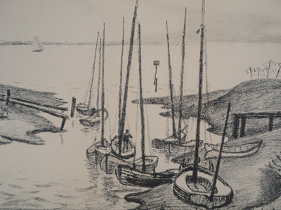 Charles LACOSTE : Petit port sur l'Atlantique (Saint Seurin d'Uzet), Lithographie originale (photo de détail 4) - Crédit photo : Galerie Art.Paris