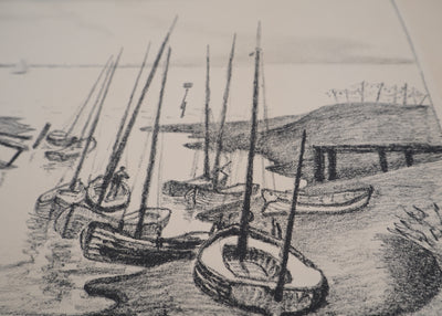 Charles LACOSTE : Petit port sur l'Atlantique (Saint Seurin d'Uzet), Lithographie originale (photo de détail 5) - Crédit photo : Galerie Art.Paris