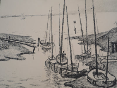 Charles LACOSTE : Petit port sur l'Atlantique (Saint Seurin d'Uzet), Lithographie originale (photo de détail 2) - Crédit photo : Galerie Art.Paris