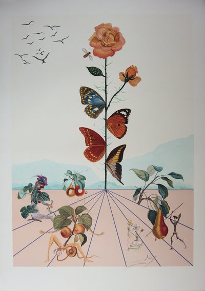 Salvador DALI : Flordali II - La rose papillon, Lithographie originale (vue générale) - Crédit photo : Galerie Art.Paris