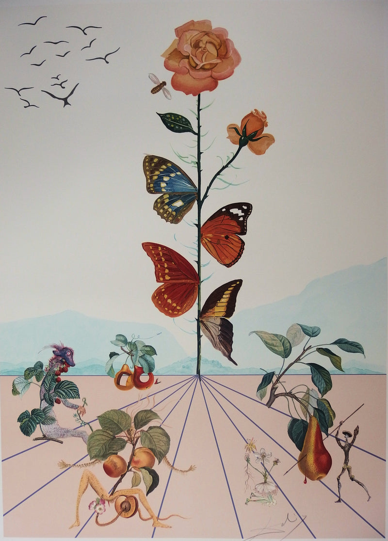 Salvador DALI : Flordali II - La rose papillon, Lithographie originale (photo de détail 2) - Crédit photo : Galerie Art.Paris