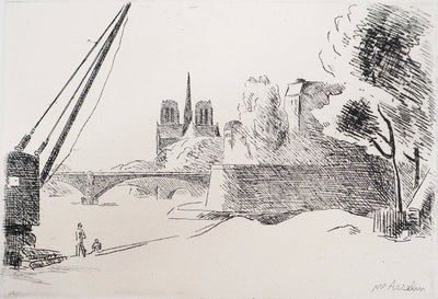 Maurice ASSELIN : Paris : La Seine à Notre-Dame, Gravure originale (photo de détail 3) - Crédit photo : Galerie Art.Paris