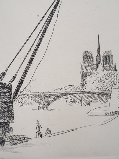 Maurice ASSELIN : Paris : La Seine à Notre-Dame, Gravure originale (photo de détail 7) - Crédit photo : Galerie Art.Paris