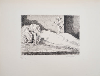 Maurice ASSELIN : Nu allongé, Gravure originale (vue générale) - Crédit photo : Galerie Art.Paris