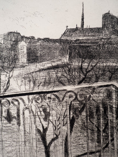 Pierre-Eugène CLAIRIN : Paris, Vue sur Notre-Dame, Gravure originale (photo de détail 6) - Crédit photo : Galerie Art.Paris