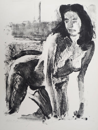 Pierre-Eugène CLAIRIN : Nu féminin accroupi, Lithographie originale (photo de détail 3) - Crédit photo : Galerie Art.Paris