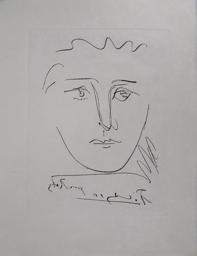 Pablo PICASSO : Visage pour Roby, Gravure originale (vue générale) - Crédit photo : Galerie Art.Paris