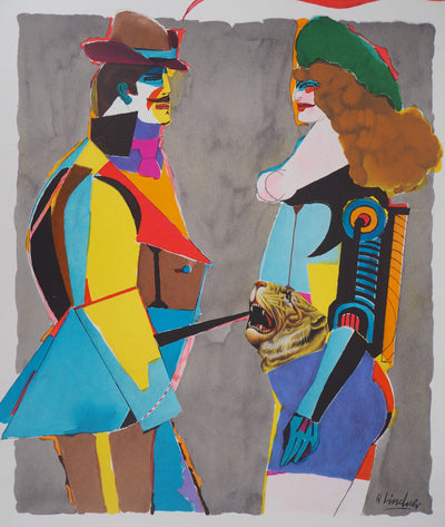 Richard LINDNER : Les amoureux, Affiche originale (photo de détail 2) - Crédit photo : Galerie Art.Paris