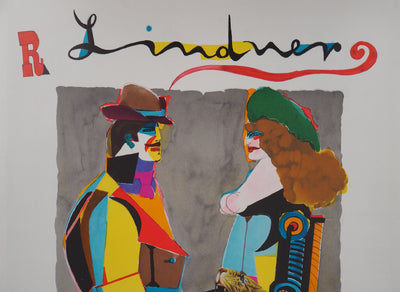 Richard LINDNER : Les amoureux, Affiche originale (photo de détail 6) - Crédit photo : Galerie Art.Paris