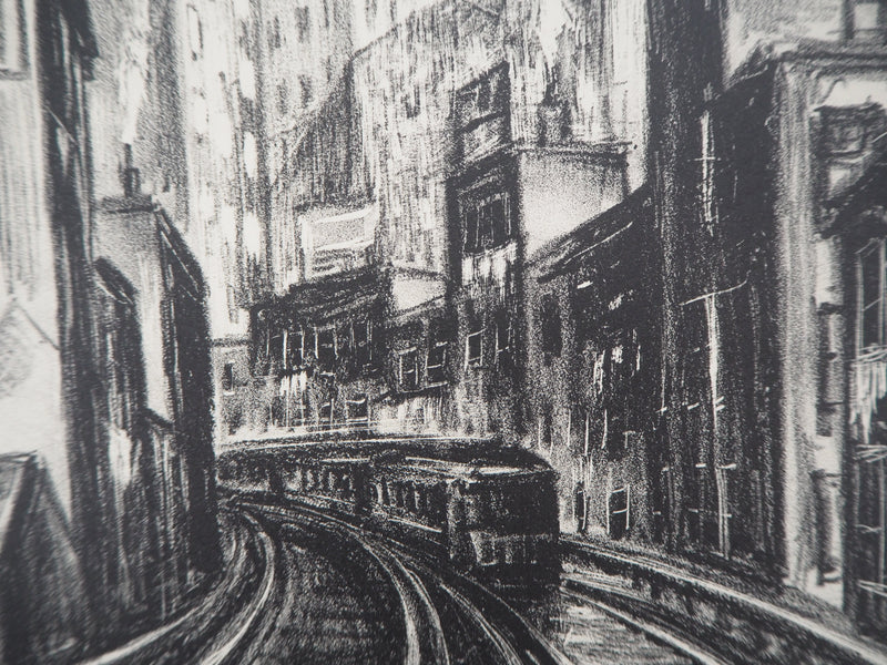 Adriaan LUBBERS : New York : Subway at Chatham square, Lithographie originale (photo de détail 7) - Crédit photo : Galerie Art.Paris