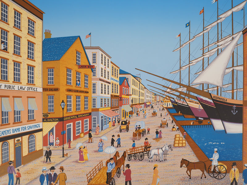 François FANCH LEDAN : Port de New-York, Lithographie originale (photo de détail 3) - Crédit photo : Galerie Art.Paris