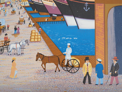 François FANCH LEDAN : Port de New-York, Lithographie originale (photo de détail 5) - Crédit photo : Galerie Art.Paris