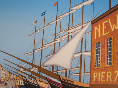 François FANCH LEDAN : Port de New-York, Lithographie originale (photo de détail 6) - Crédit photo : Galerie Art.Paris