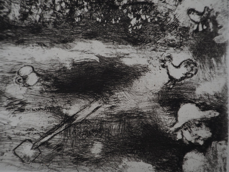 Marc CHAGALL : Le Pot de terre et le Pot de fer, Gravure originale (photo de détail 3) - Crédit photo : Galerie Art.Paris