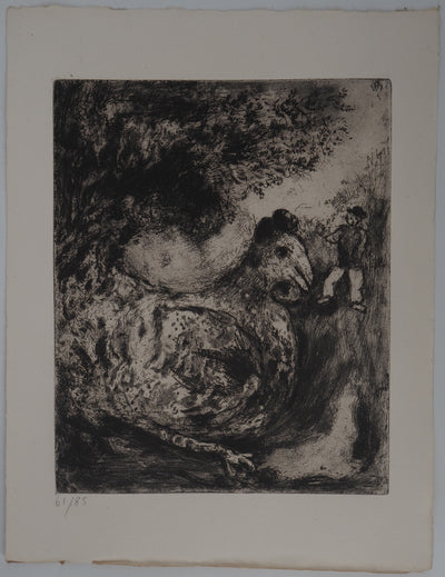 Marc CHAGALL : La poule aux œufs d'or, Gravure originale (vue générale) - Crédit photo : Galerie Art.Paris