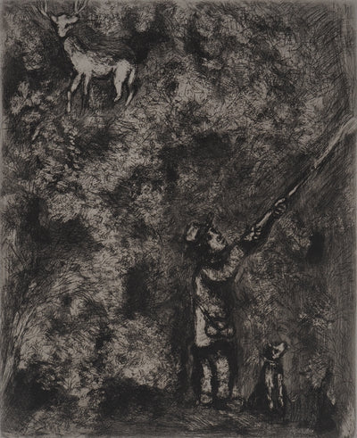 Marc CHAGALL : Le cerf chassé (Le cerf et la vigne), Gravure originale (photo de détail 4) - Crédit photo : Galerie Art.Paris