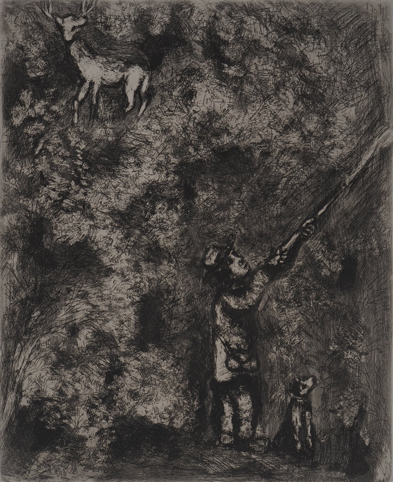 Marc CHAGALL : Le cerf chassé (Le cerf et la vigne), Gravure originale (photo de détail 4) - Crédit photo : Galerie Art.Paris