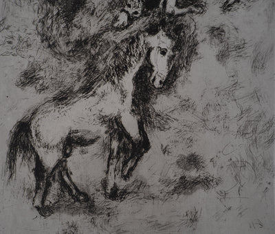 Marc CHAGALL : Le cheval et l'âne, Gravure originale signée