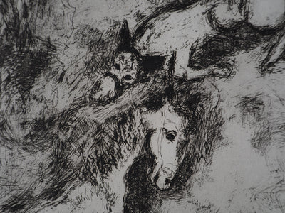 Marc CHAGALL : Le cheval et l'âne, Gravure originale signée