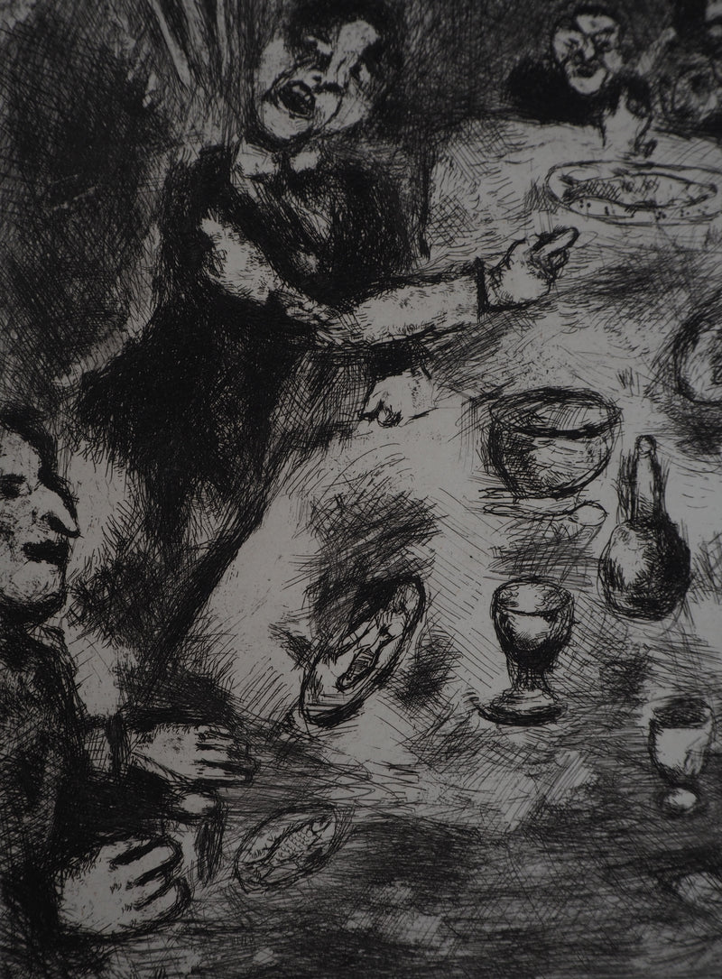 Marc CHAGALL : Le dîner (Le rieur et les poissons), Gravure originale (photo de détail 6) - Crédit photo : Galerie Art.Paris