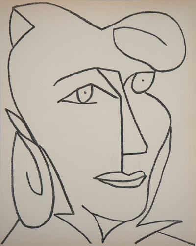 Françoise GILOT : Portrait de femme rêveuse, Lithographie originale (vue générale) - Crédit photo : Galerie Art.Paris