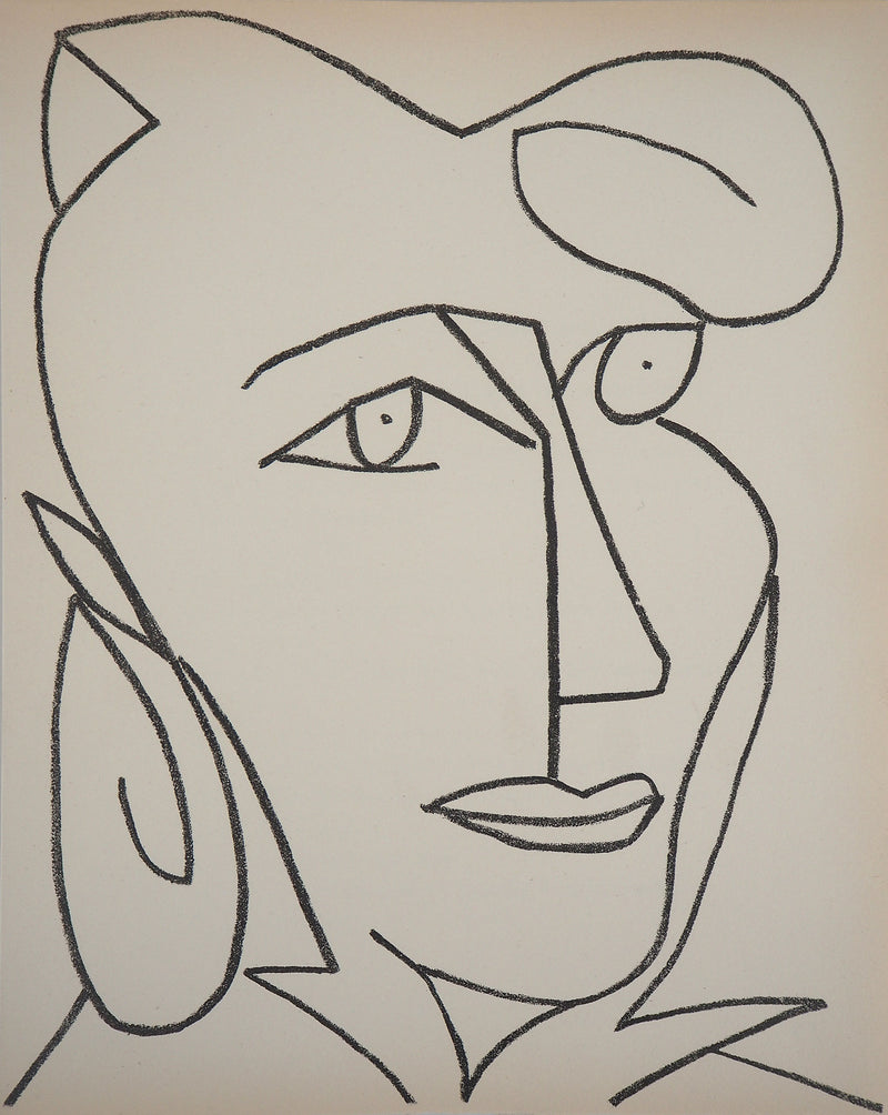 Françoise GILOT : Portrait de femme rêveuse, Lithographie originale (vue générale) - Crédit photo : Galerie Art.Paris