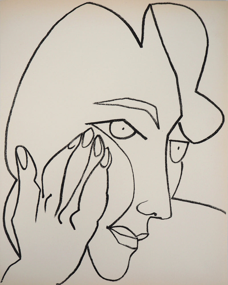 Françoise GILOT : Femme pensive, Lithographie originale (vue générale) - Crédit photo : Galerie Art.Paris