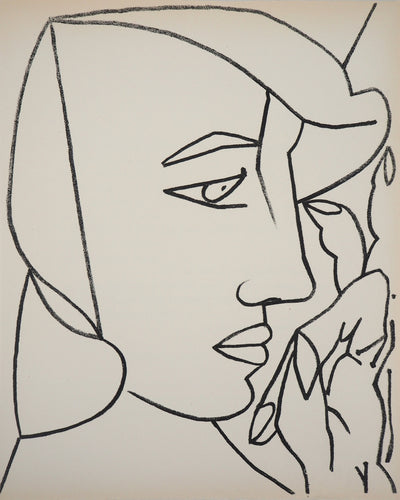 Françoise GILOT : Femme de profil, Lithographie originale (vue générale) - Crédit photo : Galerie Art.Paris