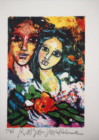 Alain RAYA SORKINE : Le couple du soleil, Lithographie originale (vue générale) - Crédit photo : Galerie Art.Paris